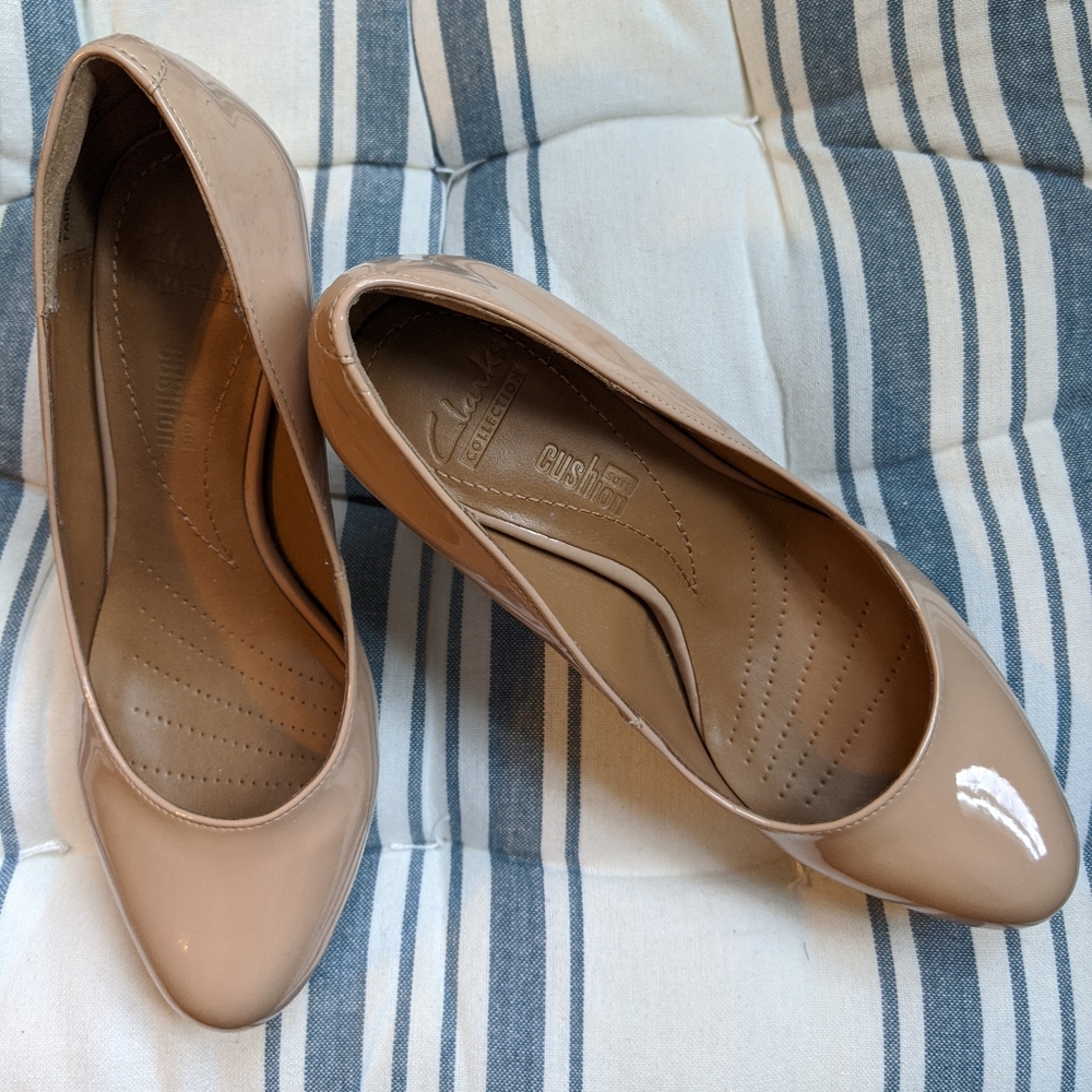CLARKS nude heel open to all offers